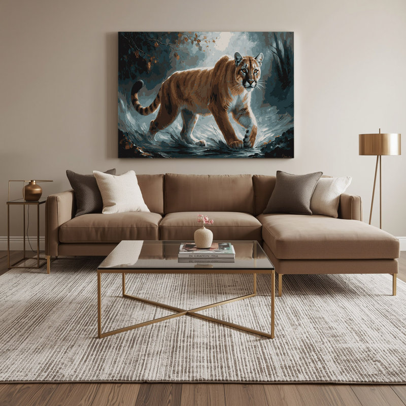 «Big Cats Eastern Cougar», art mural sur toile grise, H 12 po x l 18 po