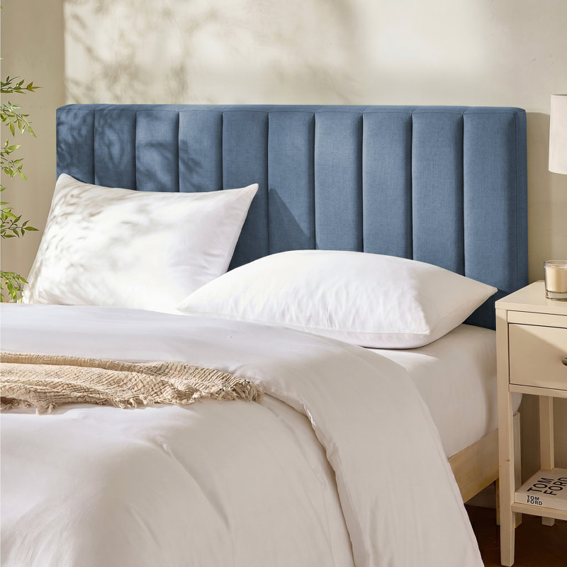 Chastelyne Upholstered Easy Assemble Wall Mounted Headboard, King, Navy Blue