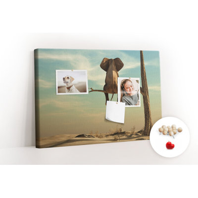Wall Mounted bulletin board print wall art kitchen notice board home office corkboard Elephant on tree