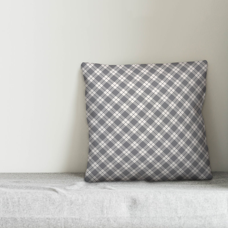  Coussin Circles, 20 po x 20 po, Tissu écossais gris