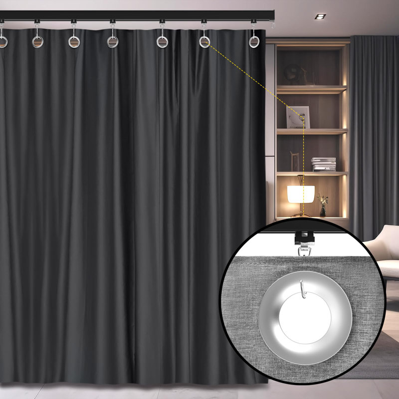 Ensemble de rail de rideau de paravent pour rideaux avec crochets, connecteurs d'angle (ensemble de 2) et système de rail de rideau de supports supérieurs (ensemble de rail de 12 à 18 pi) Noir