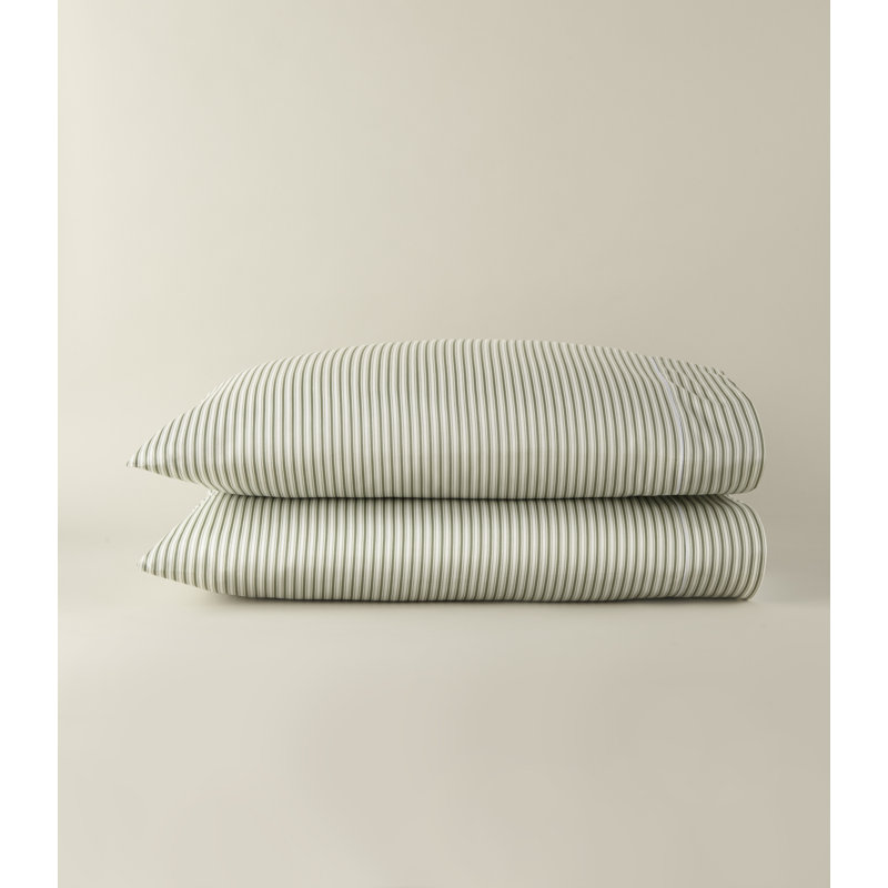 Windsor Stripe Classic Printed Sheet Set, Stripe Moss, King Pillowcase