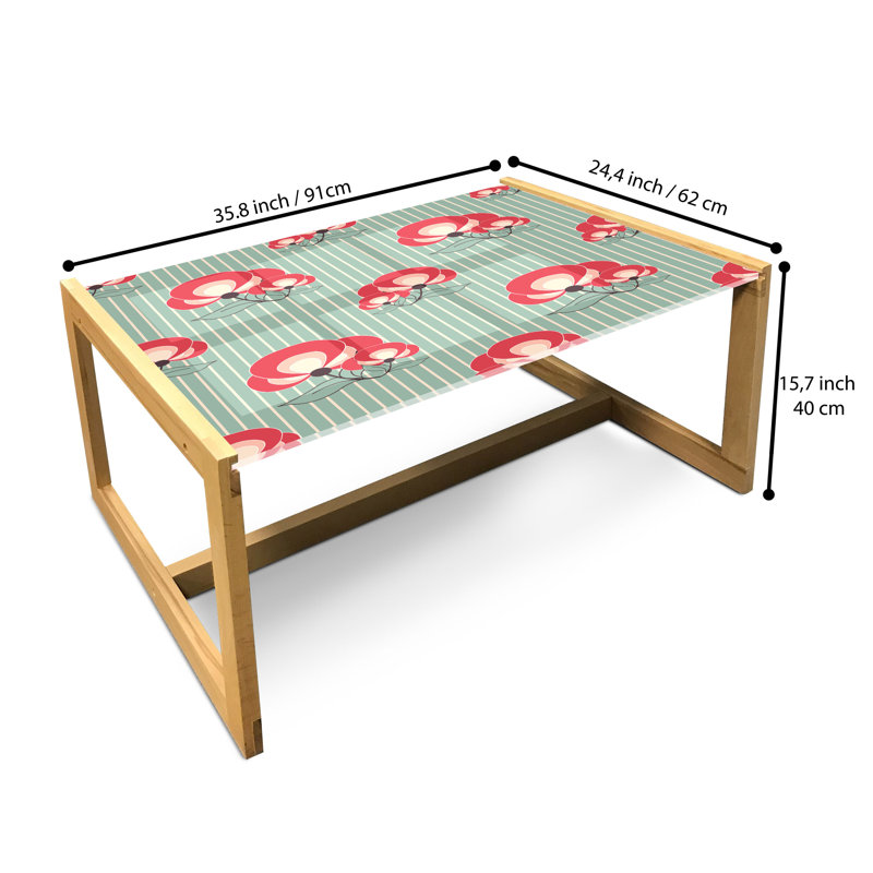 Table basse East Urban Home Floral, H 15,75 po x L 35,83 po x l 24,4 po