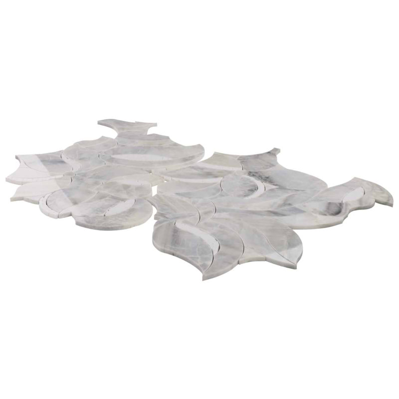 Raina Polished Waterject Marble Mosaic Tile, Andes Gray