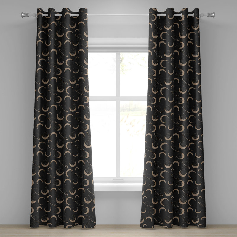 Anneaux de rideau à œillets Dakota Fields Outer Space Saturn Taupe pâle et gris foncé, L 50 po x L 108 po