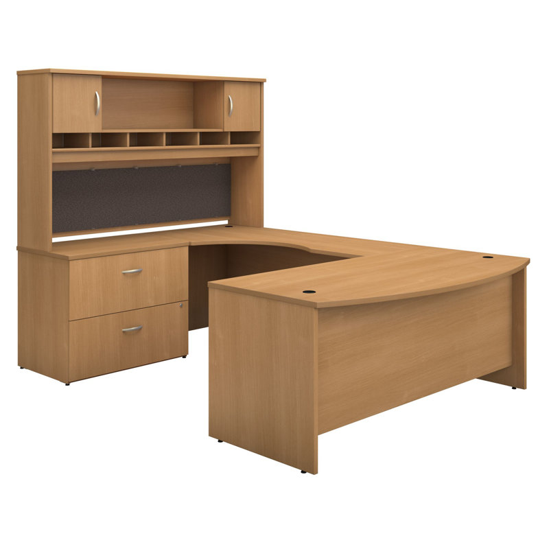 Suite de bureau en U Ringold Series, Chêne Clair / Chêne Clair