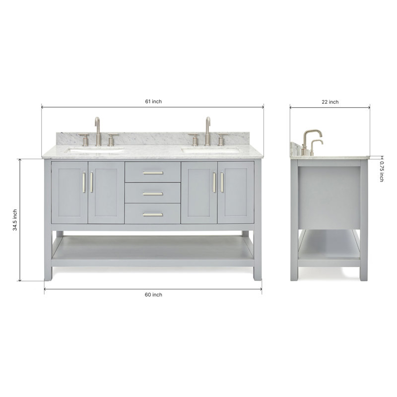 Magnolia Bath Vanity Rectangular Basin S073DCW2R, Gray, Rectangle ,  73"