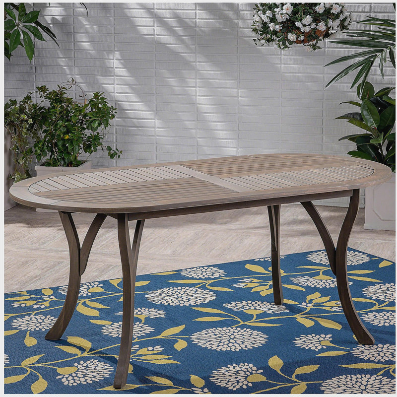 Acacia Wood 70" Dining Table, Gray