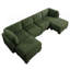 Canapé d'angle modulaire 4 places en chenille à détails froncés, 2 poufs amovibles, mousse haute densité, coussins de dossier épais-301361377-301361378