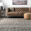 Jute tissé à la main géométrique/coton gris foncé/Ivoire Tapis décoratif-485121026