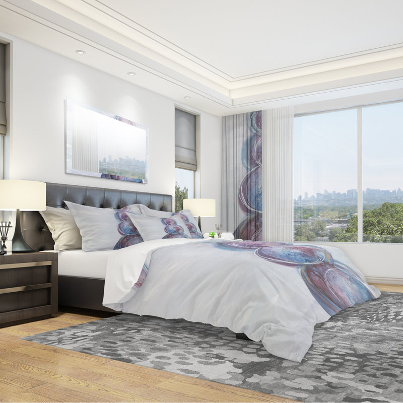 Ensemble de housse de couette moderne et contemporaine en microfibre bleue
