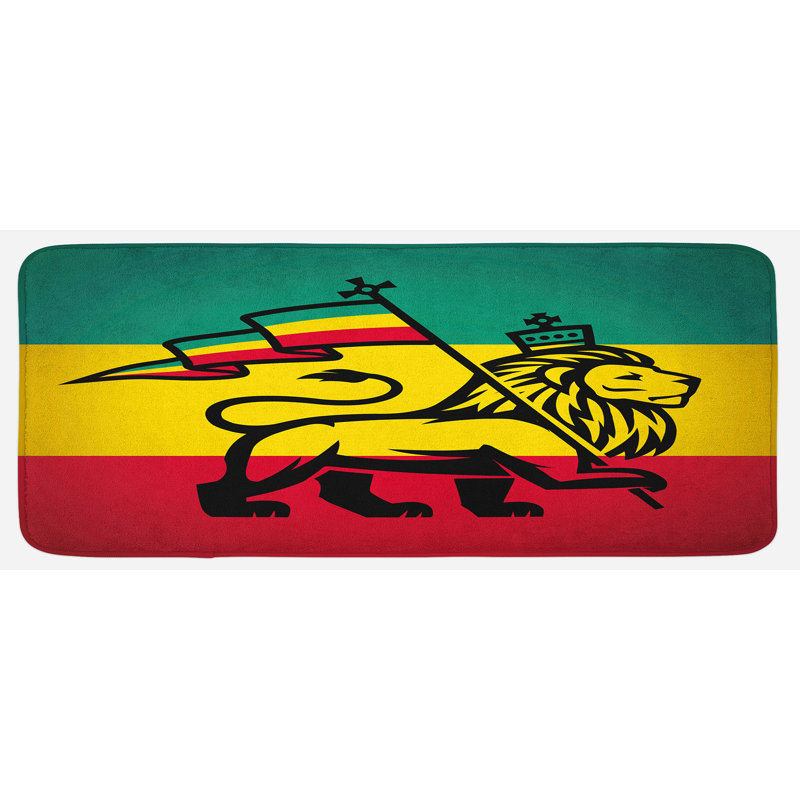 Tapis de cuisine antidérapant East Urban Home Rasta, 47 po x 19 po, jaune et noir