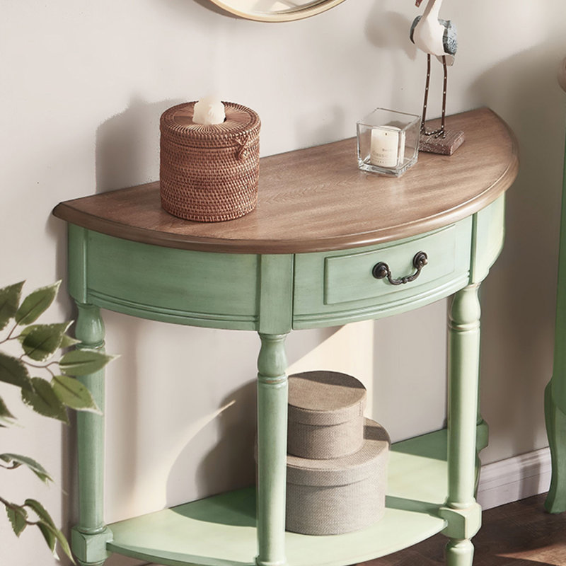 Console rétro en bois massif vert