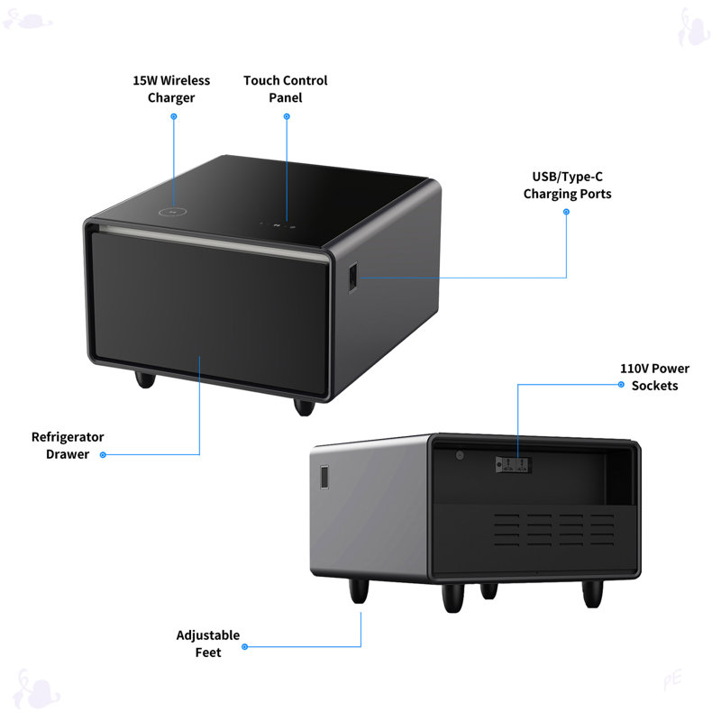 Modern Smart Side Table With Built-In Fridge