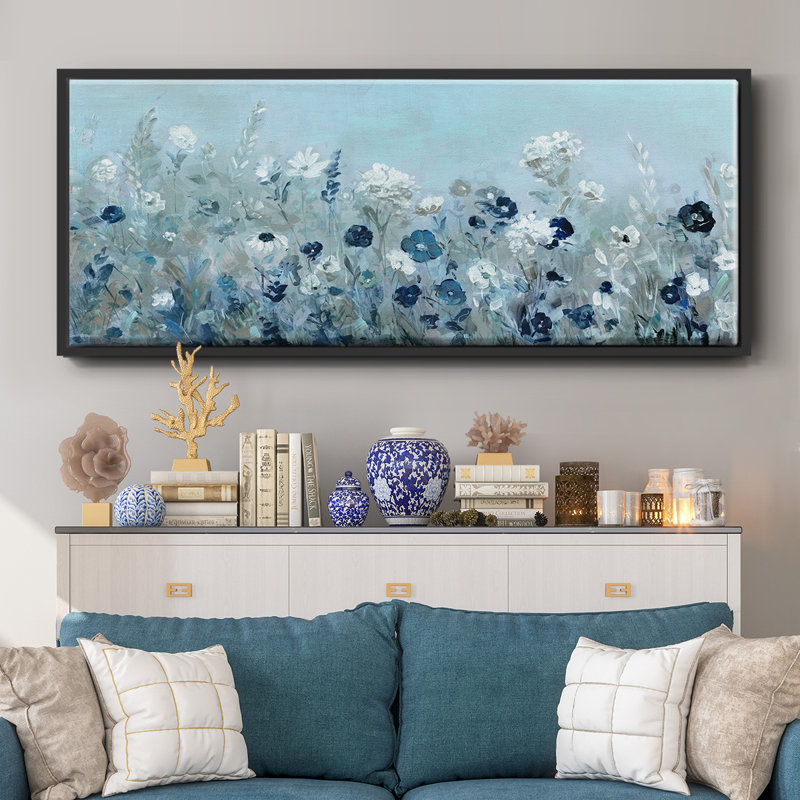 Teal Light Garden- Framed Canvas