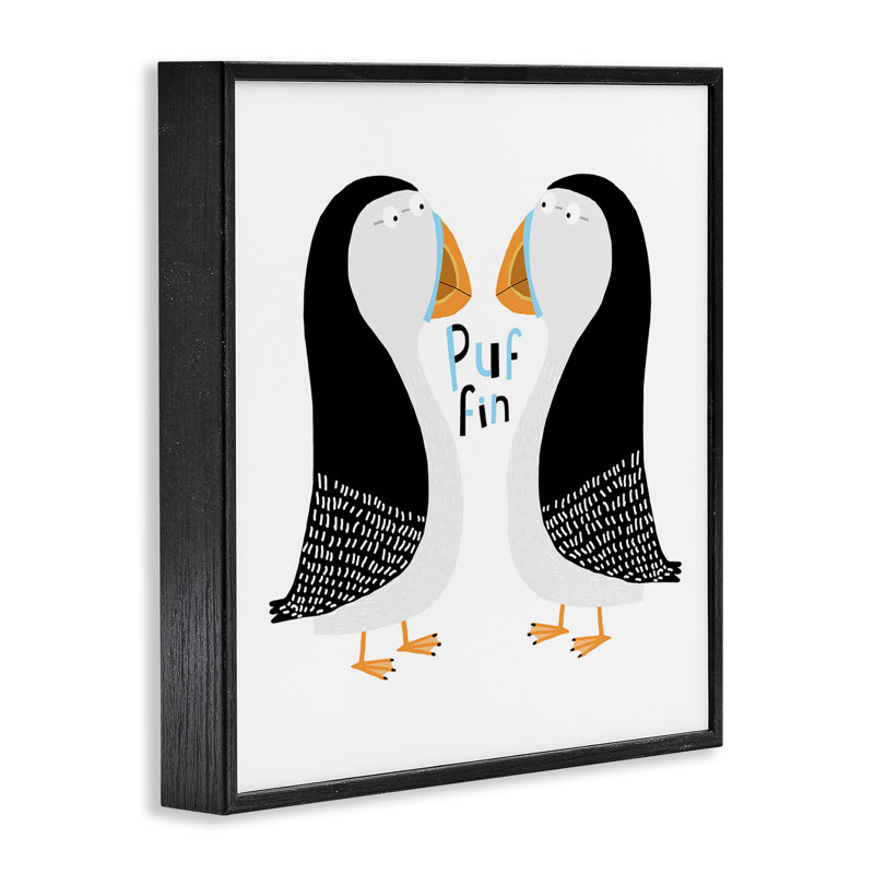 «Puffin Bird Duo», estampe numérique par Carla Daly, Giclée encadrée noir minuit, H 24 po x l 24 po