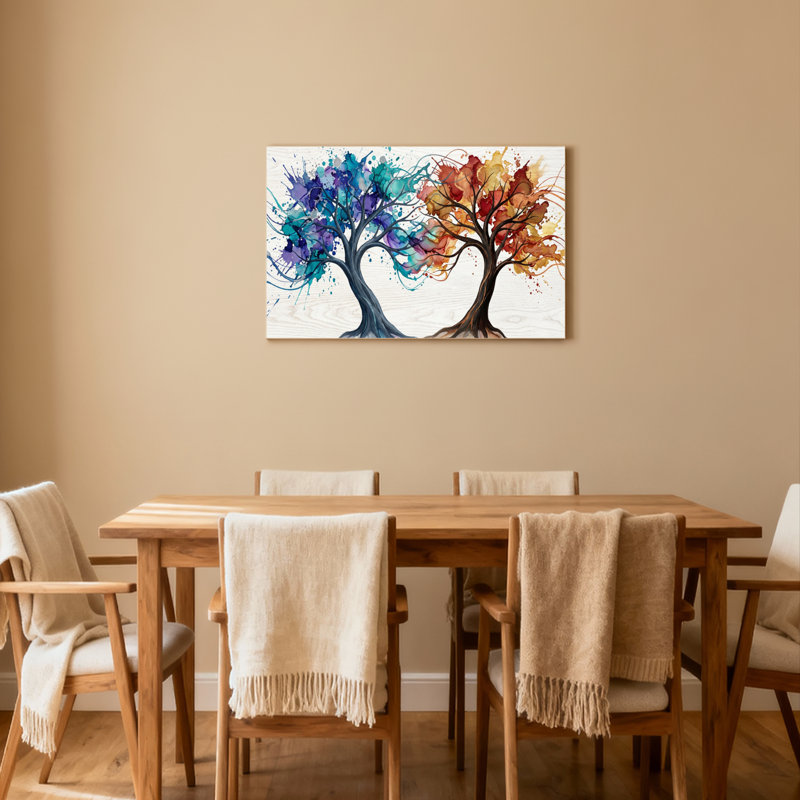 Ensemble de 1 tableau abstrait coloré sur toile tendue, H 16 po x l 24 po