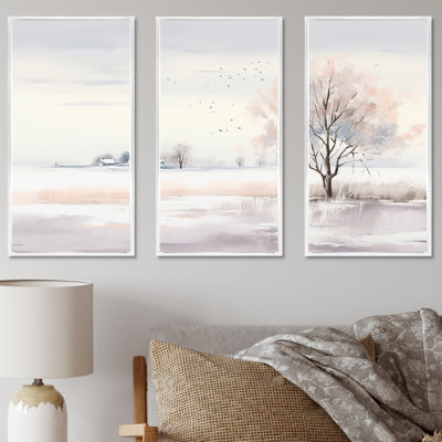 Paysage d'hiver «Minimalisme I», ensemble d'art sur toile paysage d'hiver
