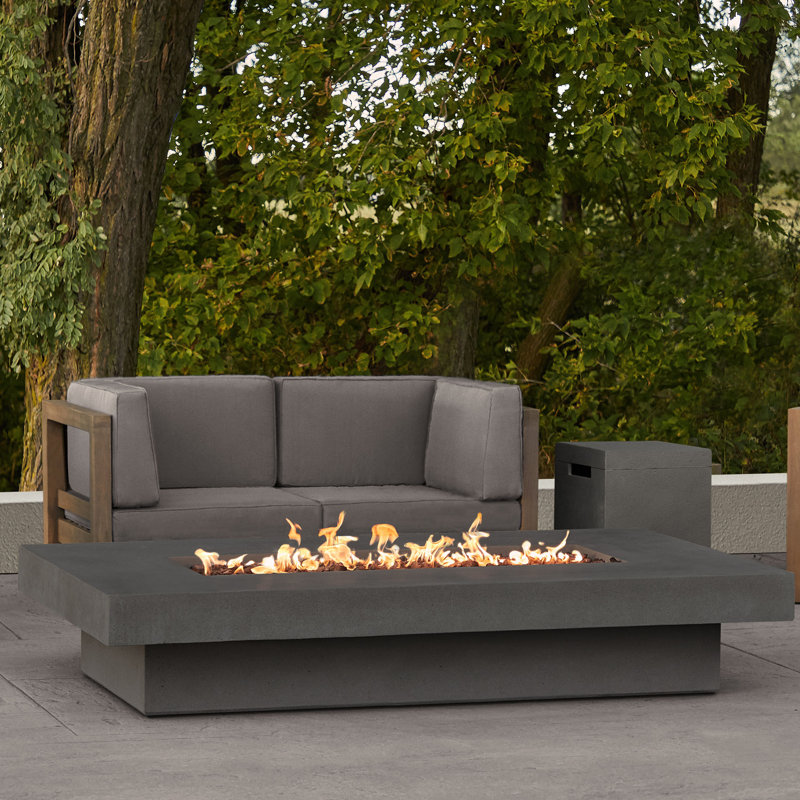 Geneva Concrete Propane Fire Pit Table, Carbon