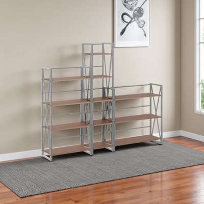 Metzler Graphite and Walnut 3-Piece Shelving Set