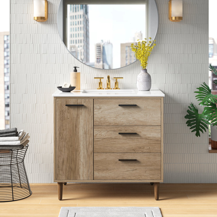 Baldwin 36'' Single Bathroom Vanity with Engineered Marble Top