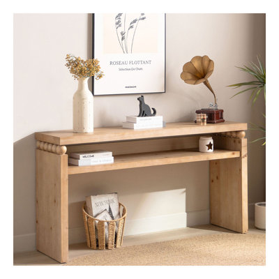 Console 59 po, console rustique moderne, table d'entrée étroite, table de canapé en bois, table de couloir avec rangement, table console en bois naturel, table d'entrée avec tablette ouverte, console Farmhouse
