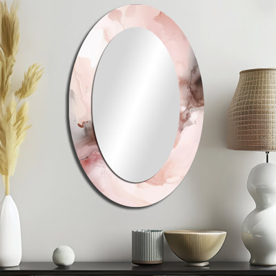 Miroir mural rose délicat abstrait en marbre III