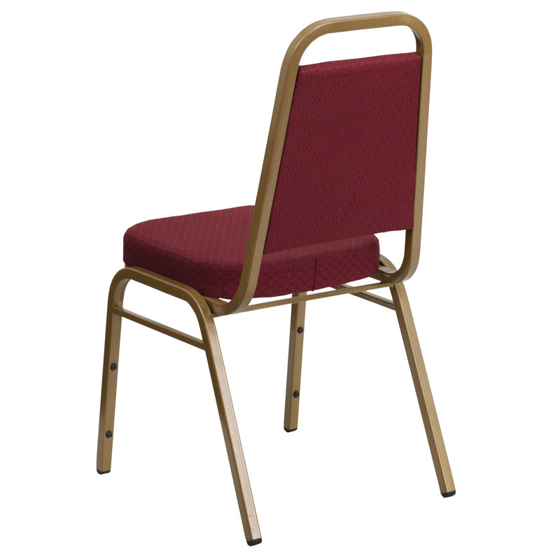 Burgundy Patterned Fabric Banquet Chair with Gold Frame