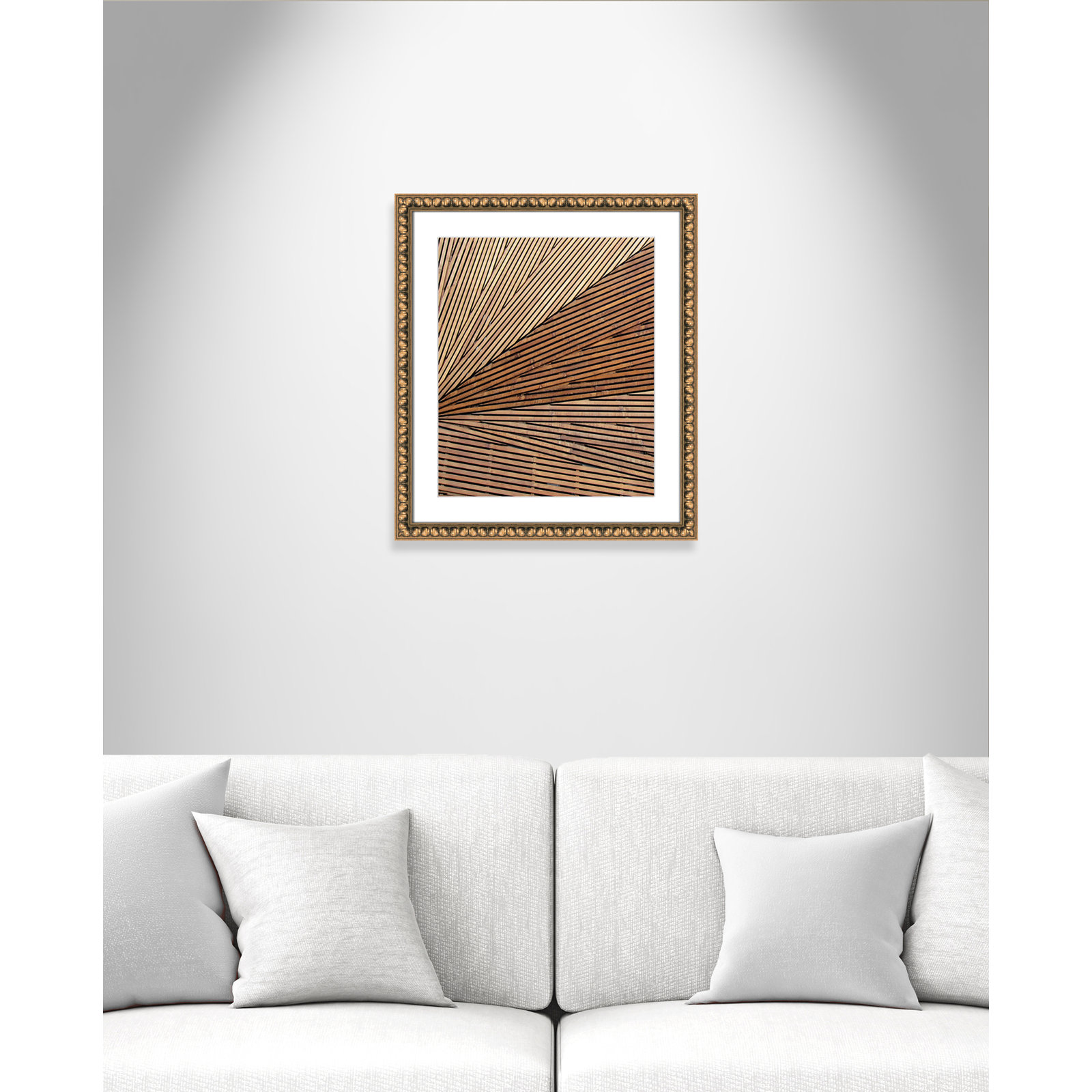 Fayette "Geometric Wood Panel 1" Print, Gold Bead, 20" H x 17" W x 1.13" D