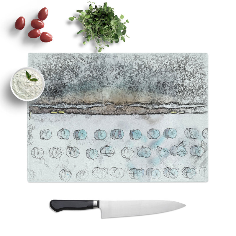 Tempered Glass on the Beach Chopping Board, 20 cm x 28.5 cm