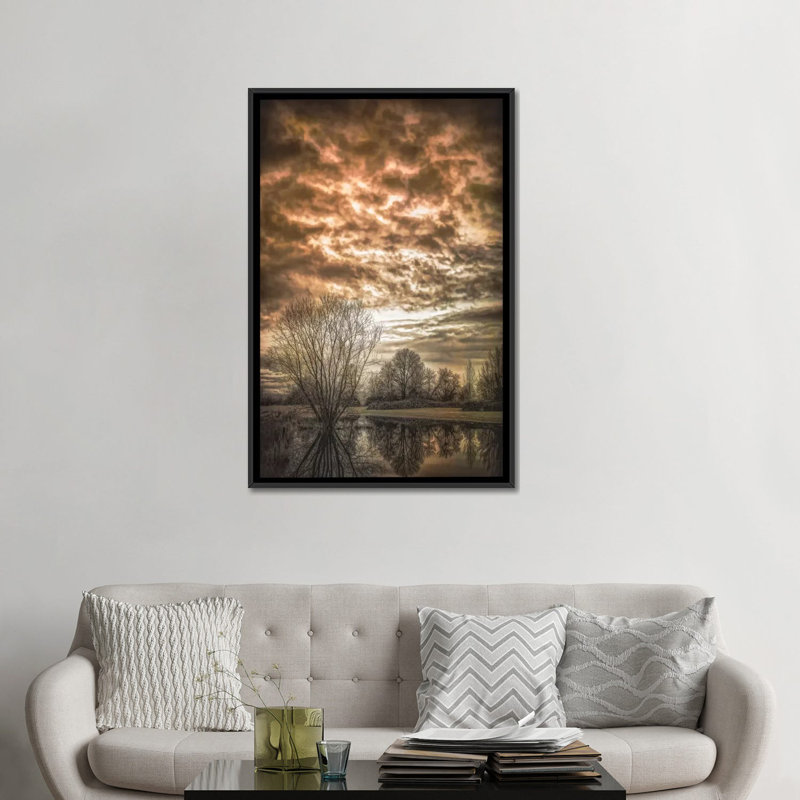 « winter chill », reproduction d’impression sur toile, H 48 po x l 32 po x P 1,5 po, Toile avec cadre noir, Pas de tapis