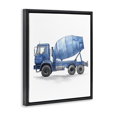 Art mural sur toile flottant avec camions de travail, design par Christine Simpson Art