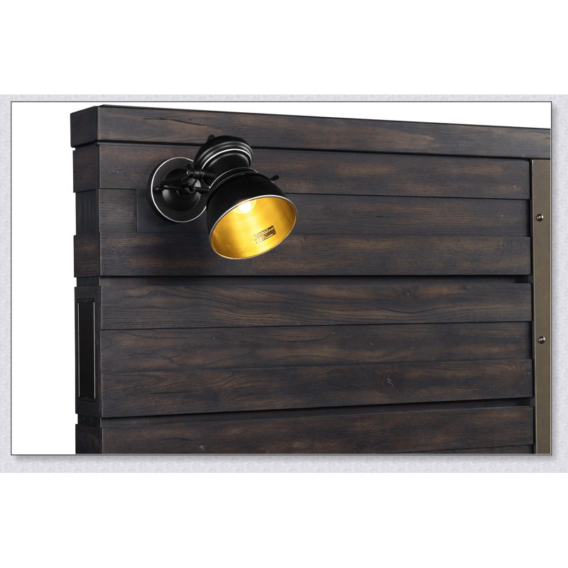 Lit de ferme industriel conçu avec Bluetooth et lumières, Lit simple