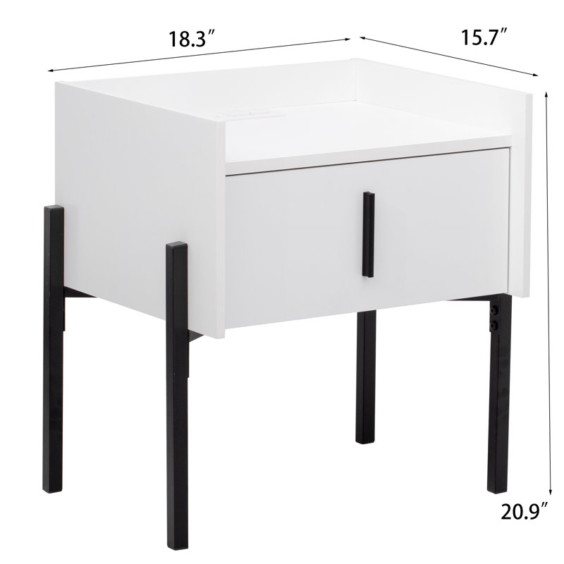 18.3'' W Nightstand, Black/White