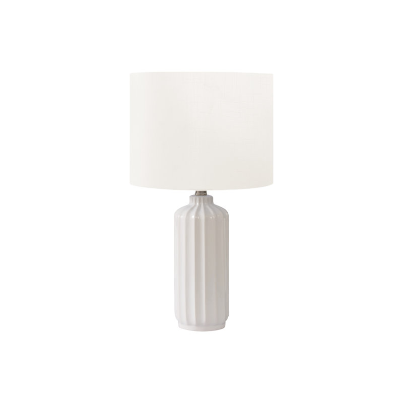 Lighting, H 23 po, lampe de table, céramique, abat-jour ivoire / crème, contemporain, moderne, Crème