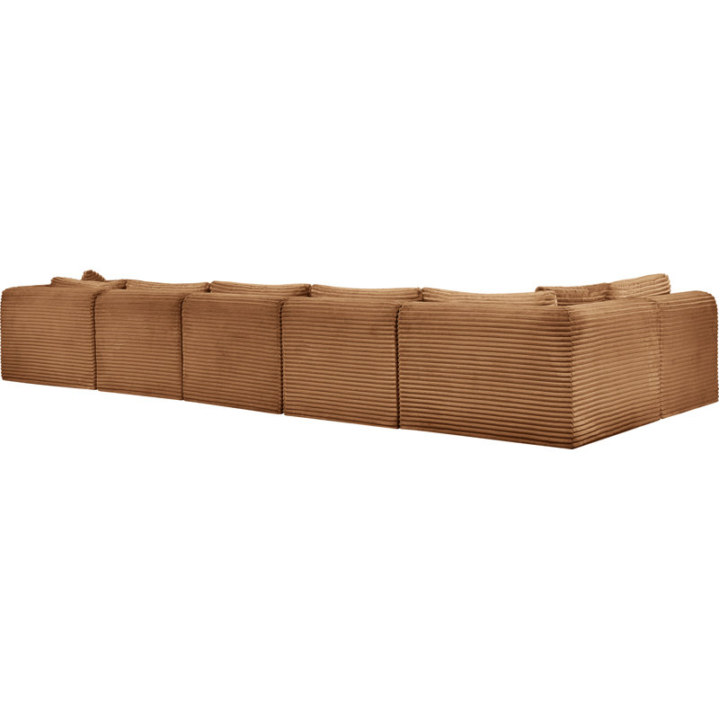 Canapé modulaire en L Carmean Performance, Velours côtelé texturé, 4 sans accoudoirs, 2 en coin