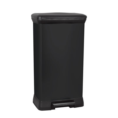 Deco Waste Bin Metallic'S 50L With Pedal, Rectangular, Black / Black Metallic