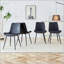 Chaise de salle à manger en polyuréthane noir avec coussin incurvé élargi - ensemble de 4-129041909