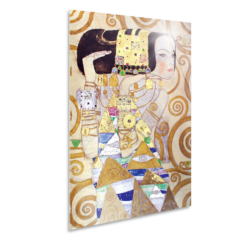 Portrait from the Waiting by Gustav Klimt - Unframed Painting on Glass, 95cm H x 65cm W
