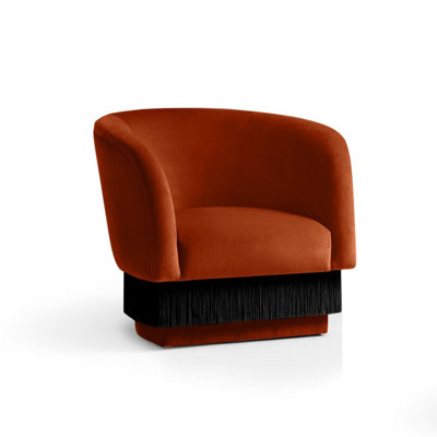 Fauteuil demi-tonneau en velours La Folie