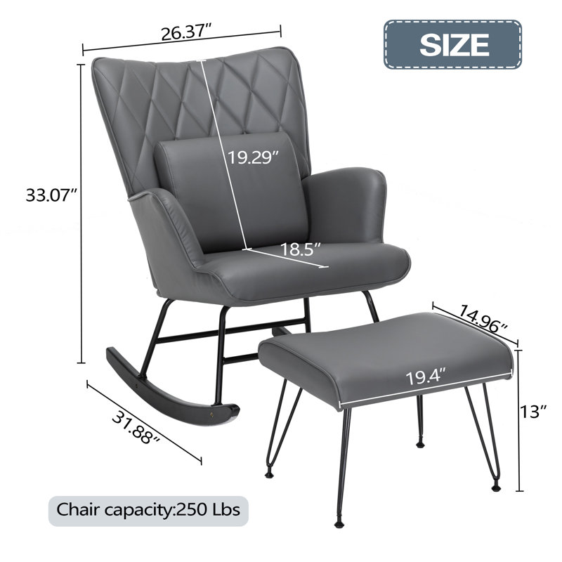 Chaise berçante avec repose-pieds Kaycion, Gris