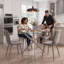 Modern Round Glass Dining Table Set with 4 Velvet Dining Chairs 4 Seater Set-138232643