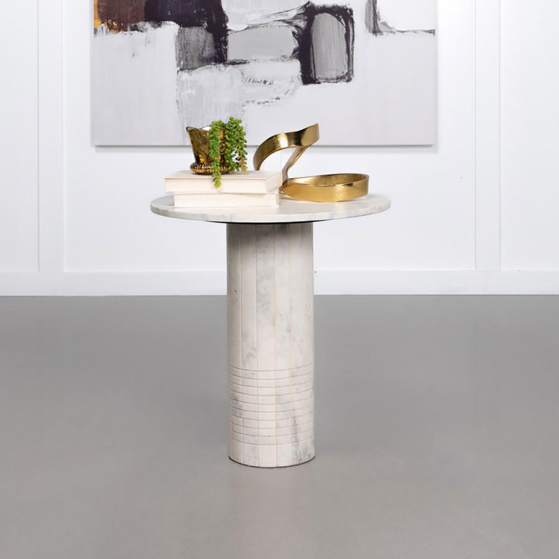 Bussell Round Genuine Marble End Table