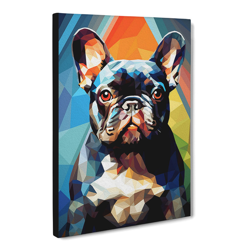 French Bulldog Geometric - Wrapped Canvas, 50cm H x 35cm W x 3cm D