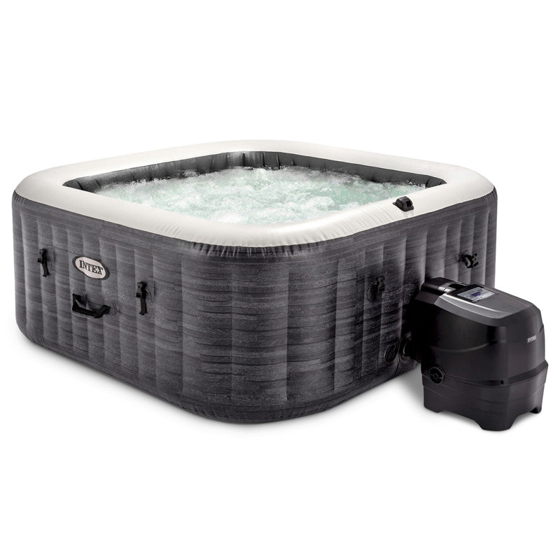 Intex PureSpa Plus Inflatable Square Hot Tub w/ AirJets, 4, Gray