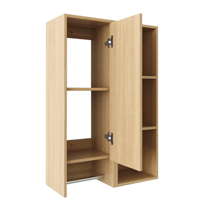 24 Inch Wall-Mounted Side Cabinet and Storage Shelves Combination, Soft Closing Door, Suitable For Small Bathroom, Study, Storage Room