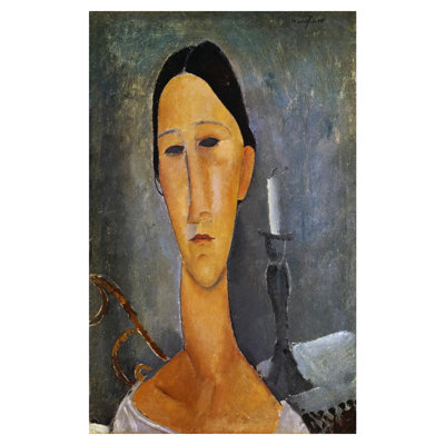 «Hka Zborowska with a Candlestick» par Amedeo Modigliani - Estampe numérique
