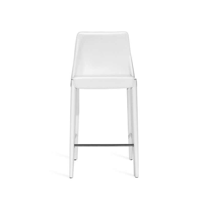 Malin Upholstered Counter Stool with Metal Frame, Winter White