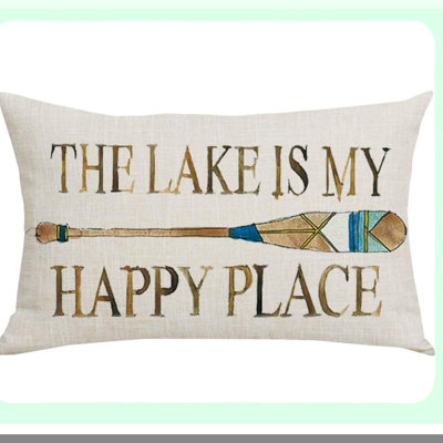 Retro Brown Lake Quote Pillowcase - Summer Home Decorative Throw Pillow Cover - Paddle Sofa Chair Bed Decoration - Cotton Linen Lumbar Case