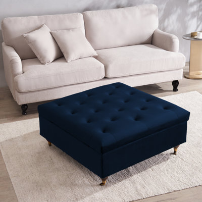 Agoura 93cm Wide Velvet Tufted Square Solid Colour Ottoman with Storage